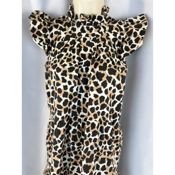 Sea New York Apollo Leopard Print Tiered Poplin Dress $395 - Picture 4 of 13